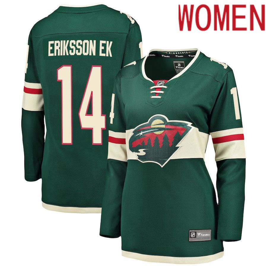 Women Minnesota Wild #14 Joel Eriksson Ek Fanatics Branded Green Breakaway Player NHL Jersey